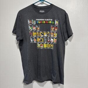 Super Mario Periodic Table Graphic T-Shirt Short Sleeve Tee Size L Casual Gamer